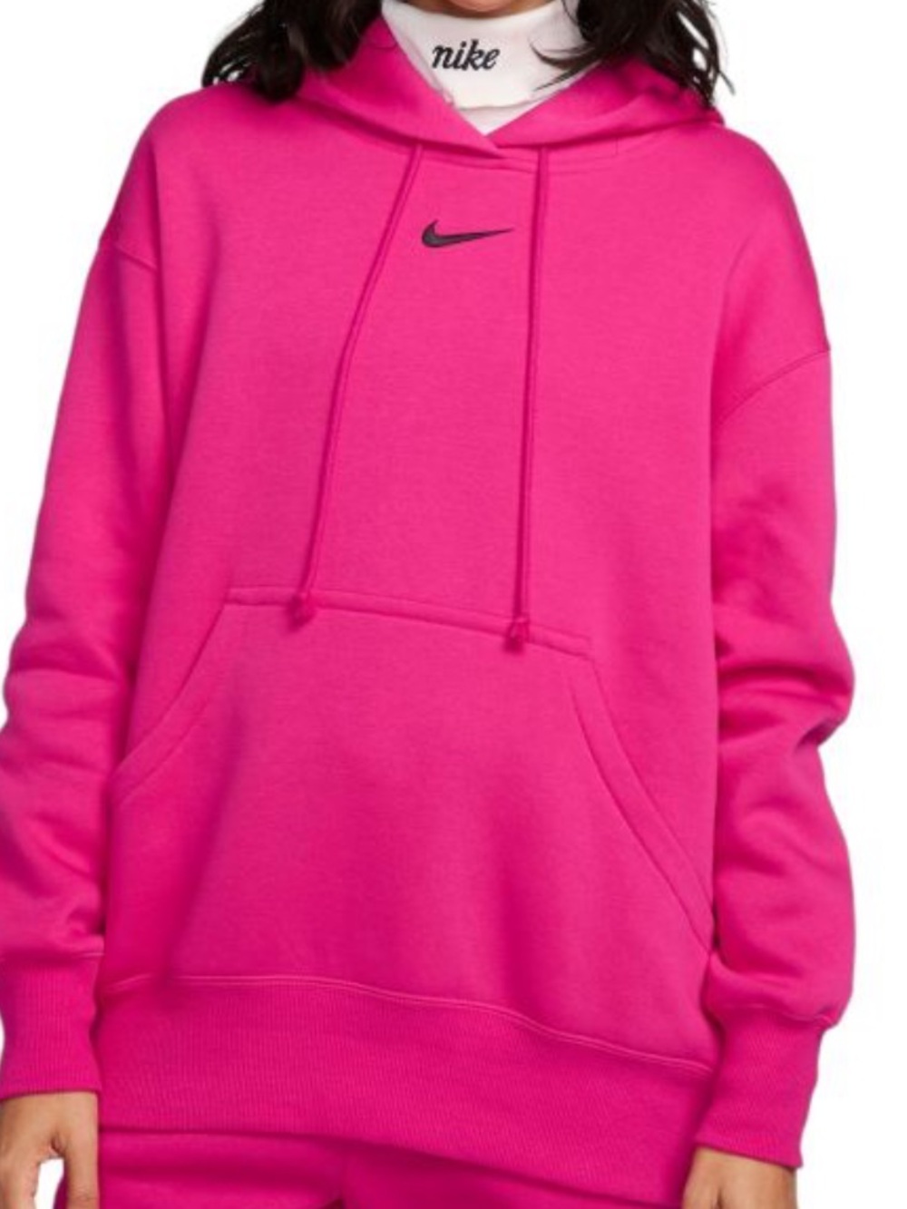 Nike SPORTSWEAR PHOENIX FLEECE PULLOVER HOODIE Women – Fireberry/Black large